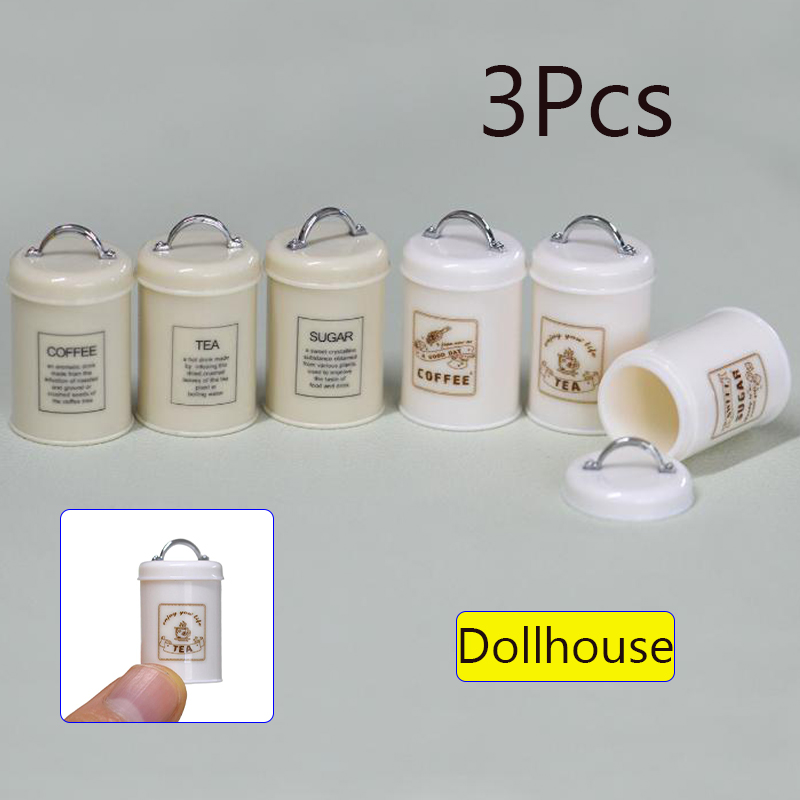 Food Storage Is - 3Pcs Miniature Dollhouse Mini Food/Tea/Coffee Cans