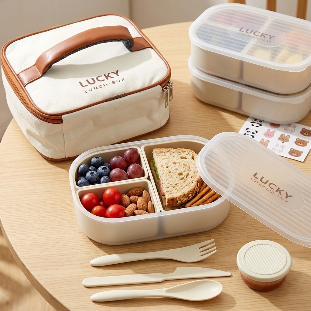 Food Storage Microwave Safe - Portable Divided Plastic Lunch Container For