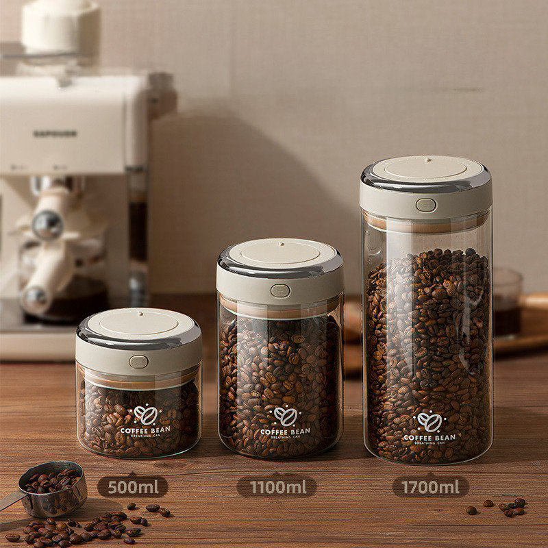 Food Storage Vacuum Containers - 500/1100/1700ml Coffee Beans Vacuum Sealed Tank