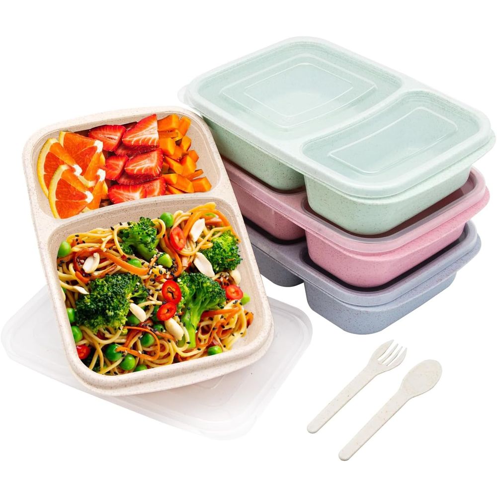 4 Pack Bento Lunch Box, 2 Comp - Food Storage Microwave Safe ulasan dan harga