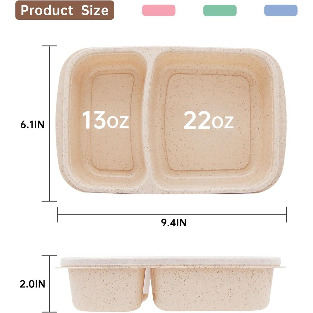 4 Pack Bento Lunch Box, 2 Comp - Food Storage Microwave Safe ulasan dan harga