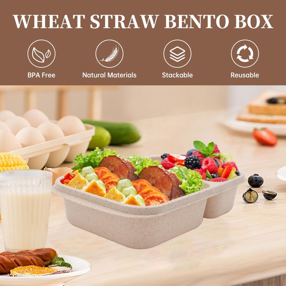 4 Pack Bento Lunch Box, 2 Comp - Food Storage Microwave Safe ulasan dan harga