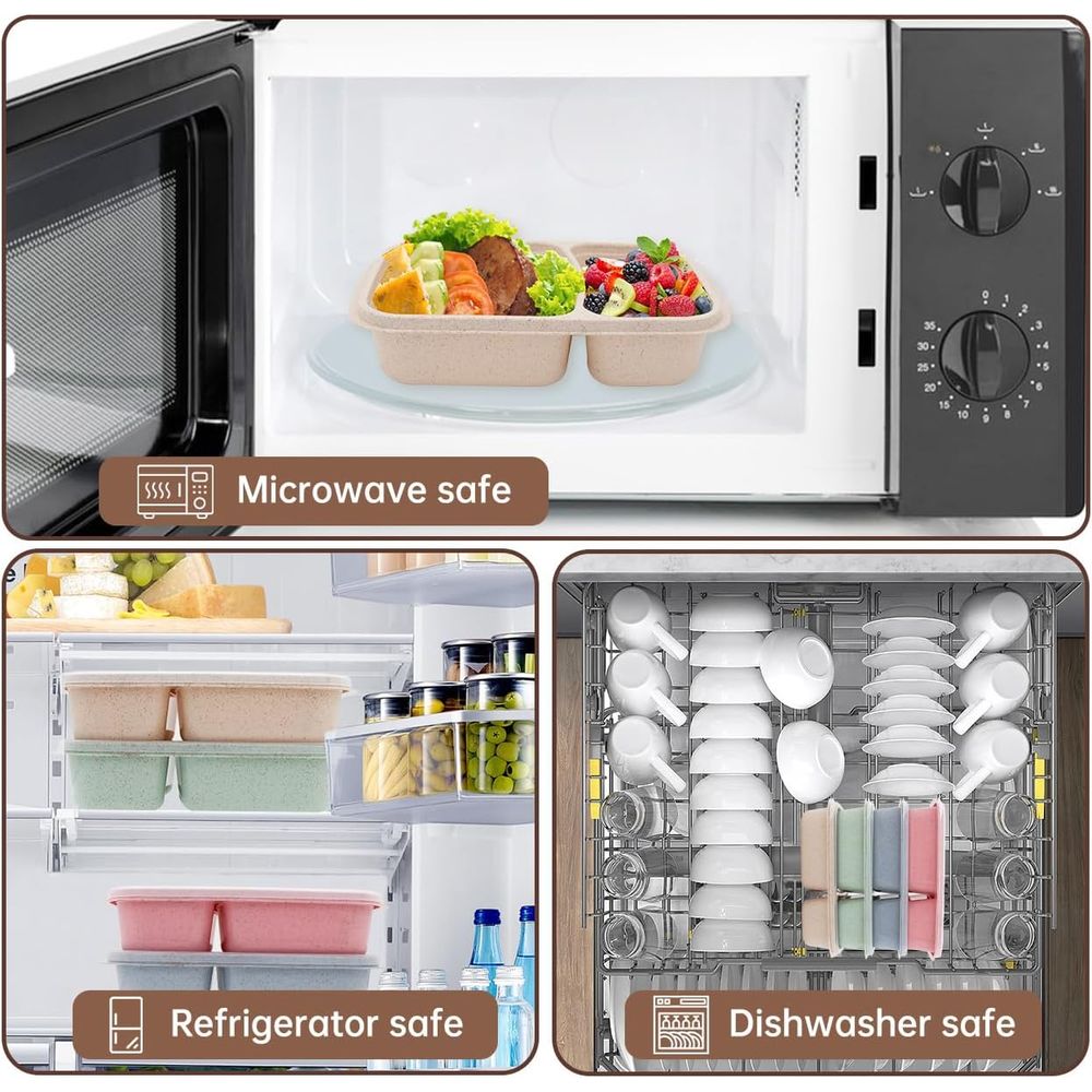 4 Pack Bento Lunch Box, 2 Comp - Food Storage Microwave Safe ulasan dan harga
