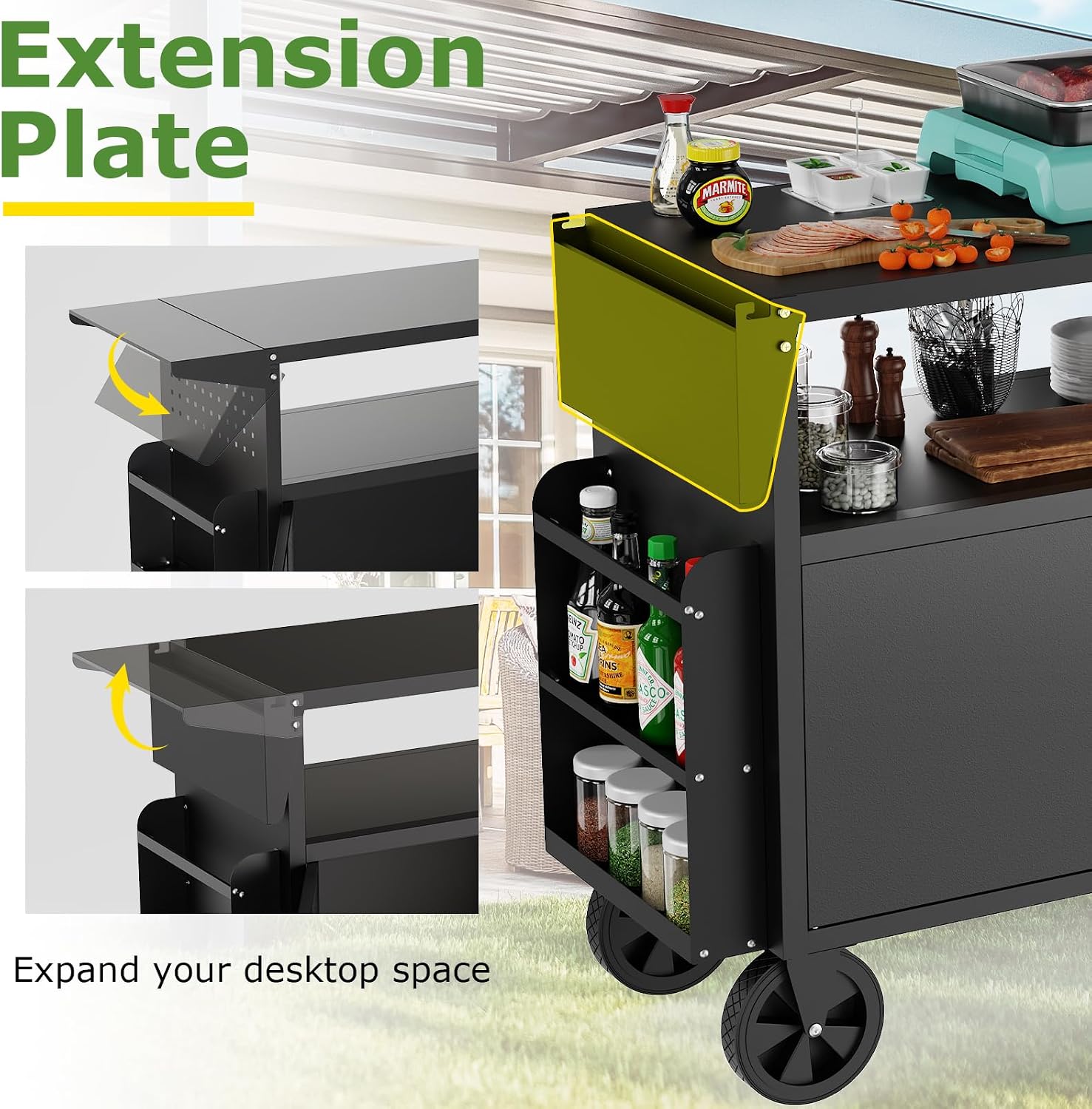 Outdoor Grill Cart Table With  - Food Storage Table ulasan dan harga