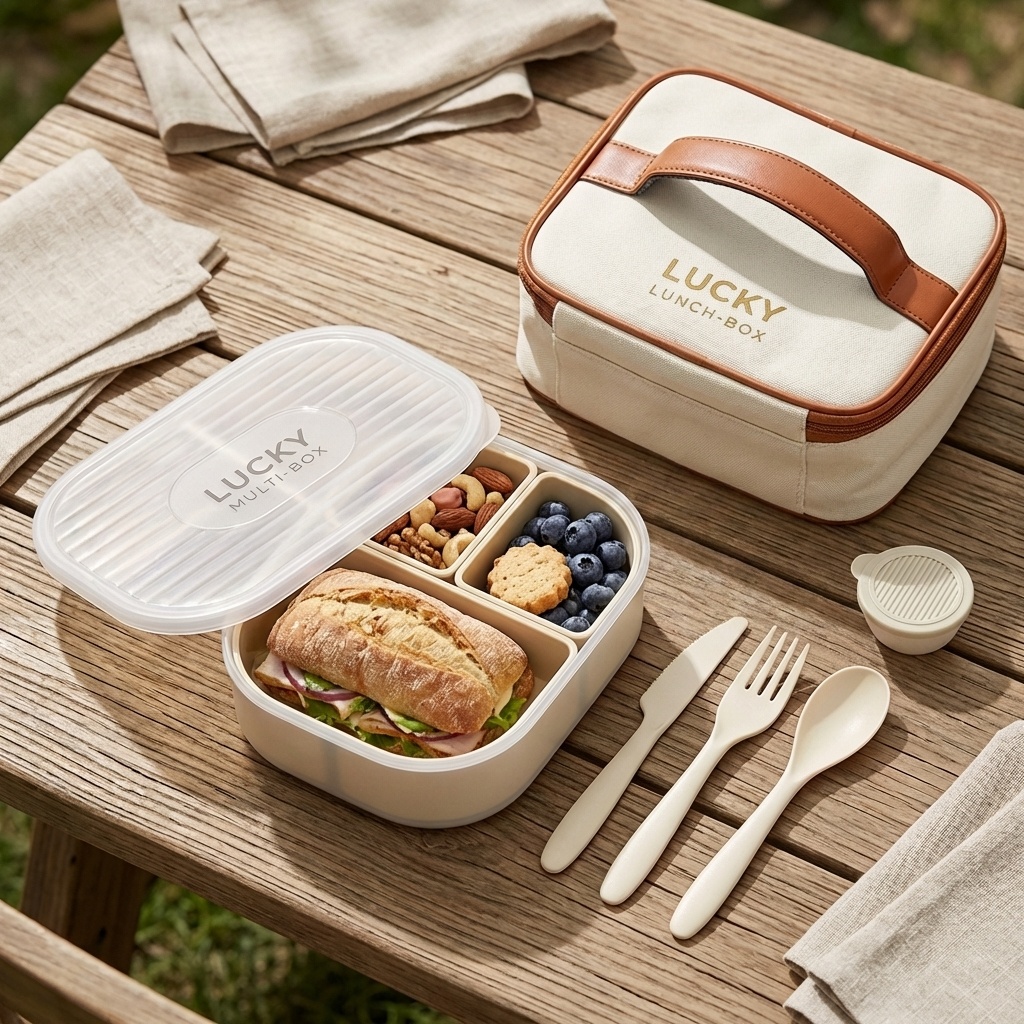 Portable Divided Plastic Lunch - Food Storage Microwave Safe ulasan dan harga