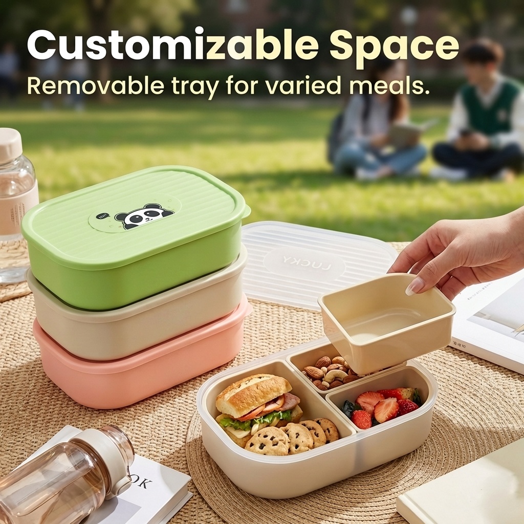 Portable Divided Plastic Lunch - Food Storage Microwave Safe ulasan dan harga