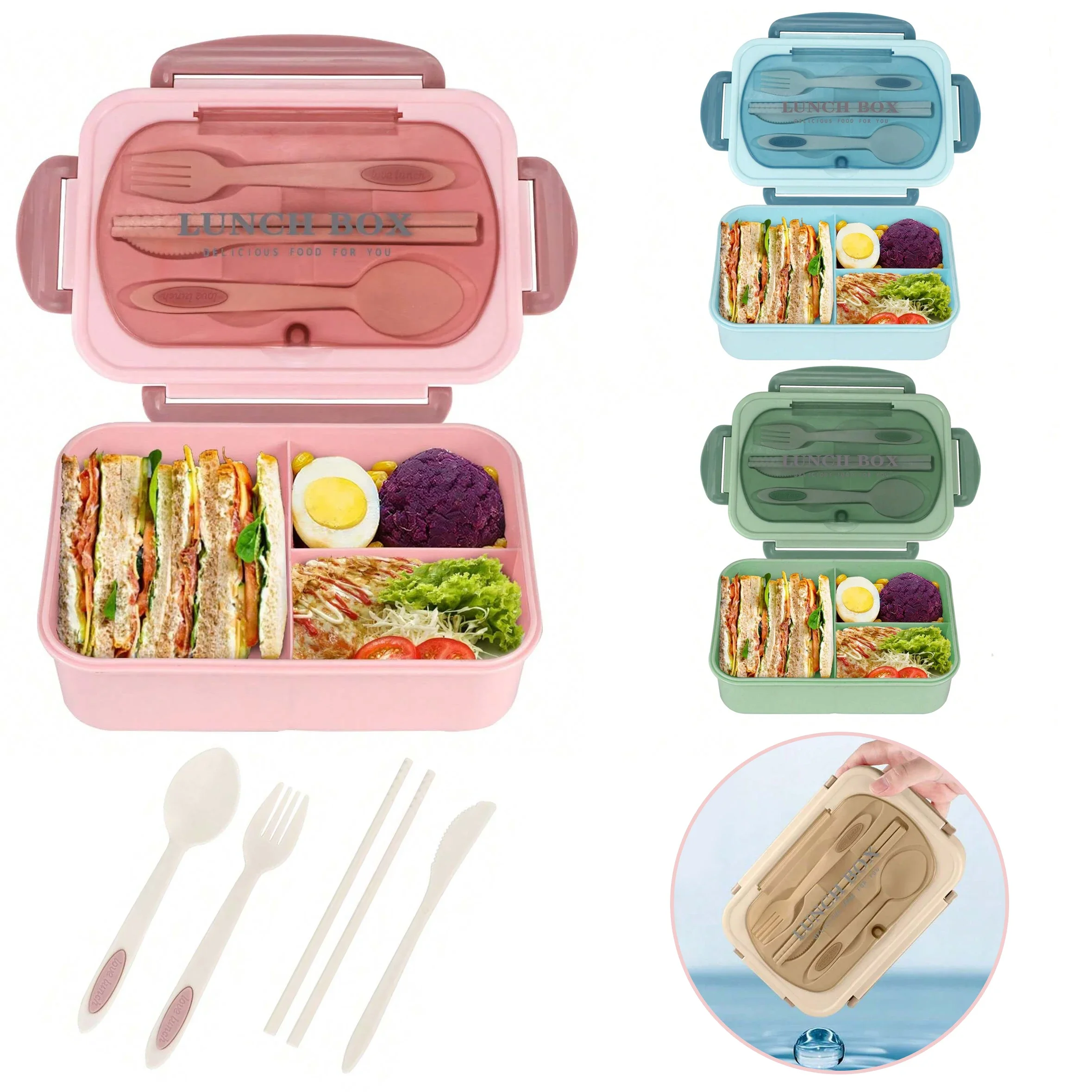 Adult Bento Box with 3 Compart - Food Storage Microwave Safe ulasan dan harga