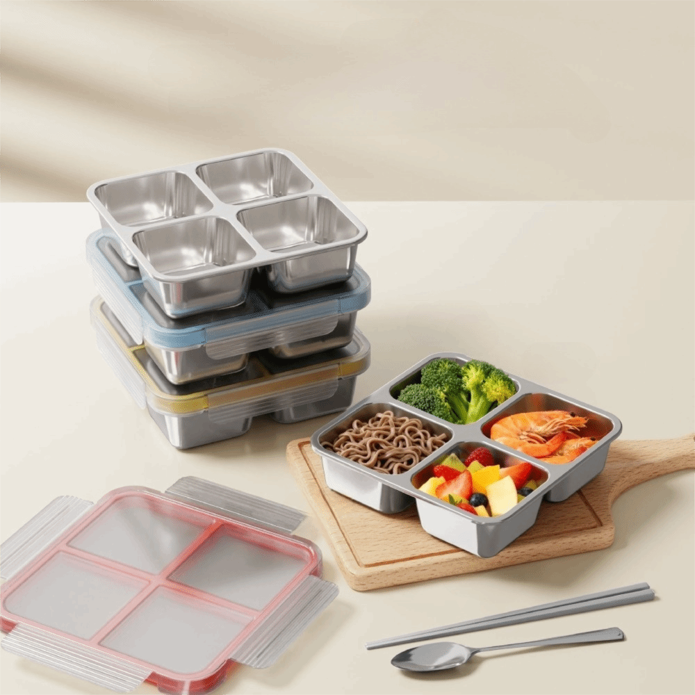 Easy To Clean Square 4 Grid Lu - Food Storage Microwave Safe ulasan dan harga