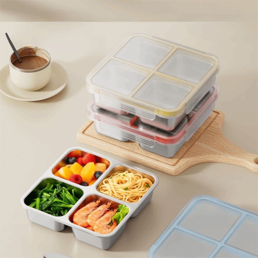 Easy To Clean Square 4 Grid Lu - Food Storage Microwave Safe ulasan dan harga