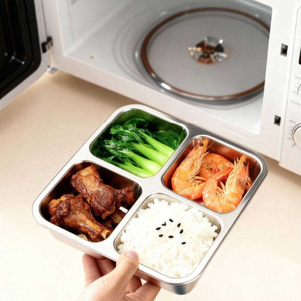 Easy To Clean Square 4 Grid Lu - Food Storage Microwave Safe ulasan dan harga