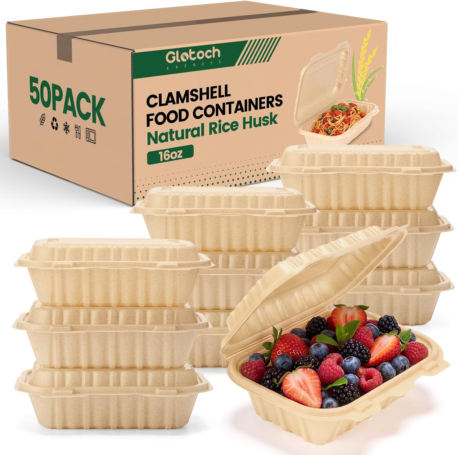 50 Pack 16oz Clamshell Take Ou - Food Storage Microwave Safe ulasan dan harga