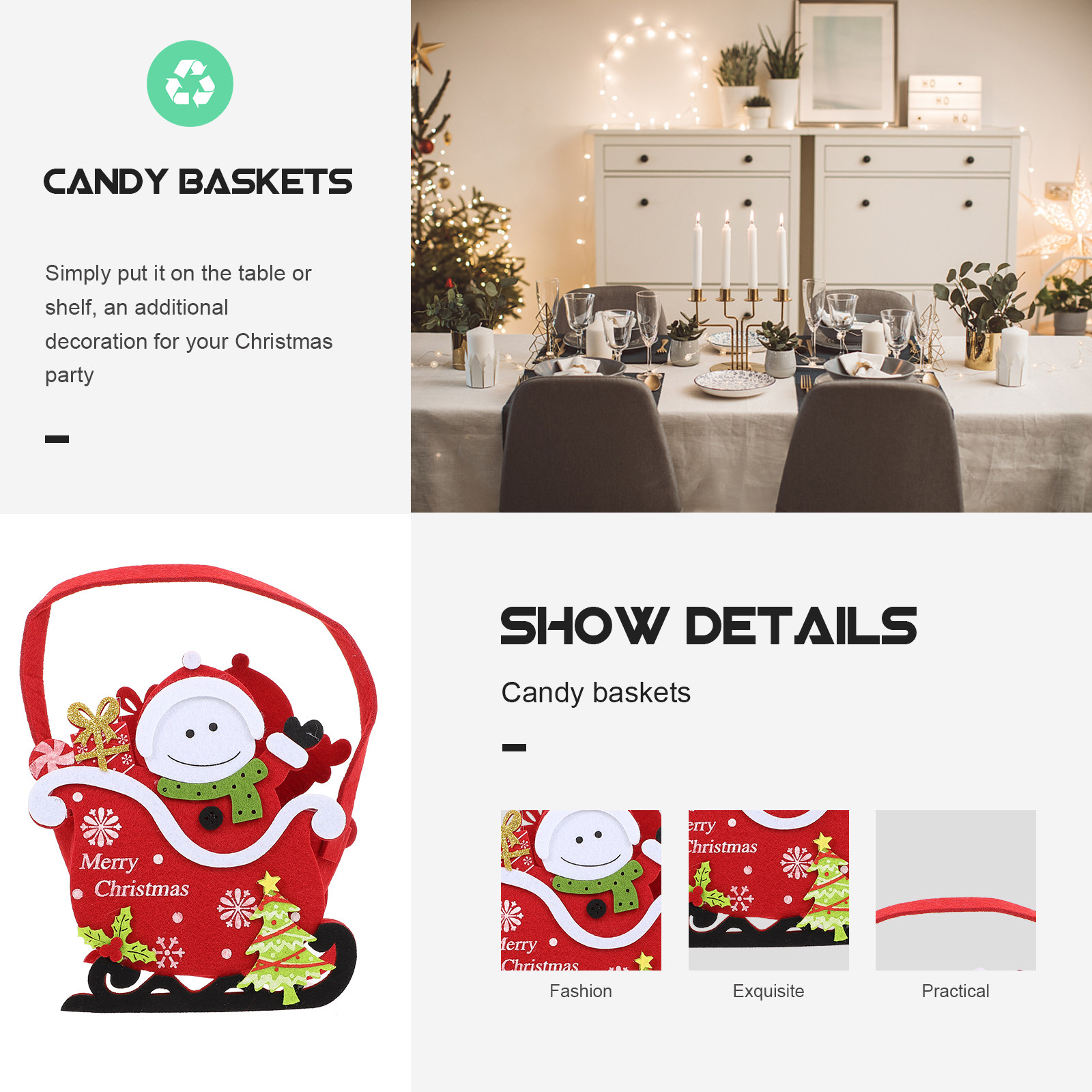1Pcs Christmas Candy Basket Xm - Xmas Food Storage Containers ulasan dan harga