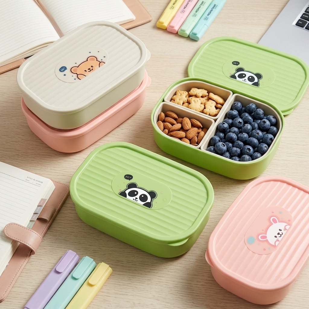 Cute Plastic Divided Lunch Box - Food Storage Microwave Safe ulasan dan harga