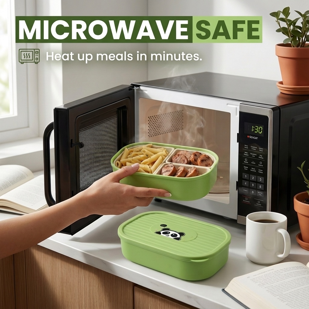Cute Plastic Divided Lunch Box - Food Storage Microwave Safe ulasan dan harga